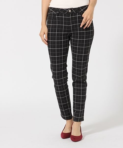 ストレッチモノトーンガラスリムパンツ