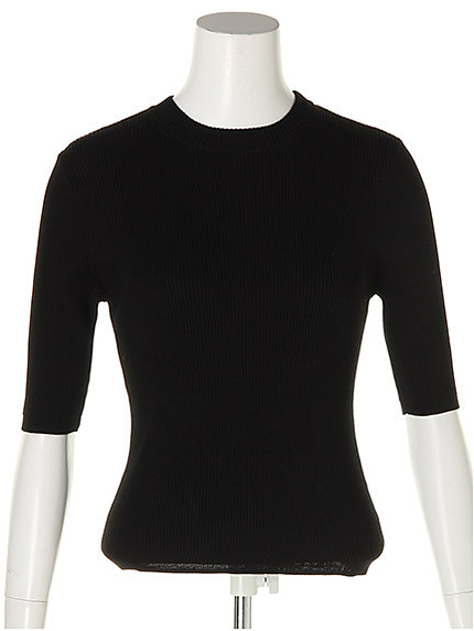 ボトルネック5分袖ニット