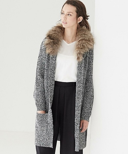 CR W/AC FUR LONG BOLEROカーディガン