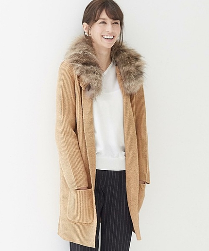 CR W/AC FUR LONG BOLEROカーディガン