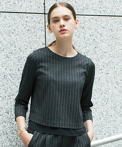 CR R/P ストライプ レイヤード POカットソー