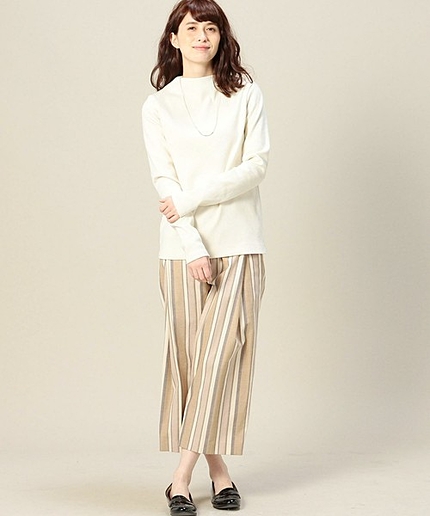 BY マルチストライプワイド8分丈パンツ