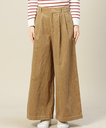 BY 11Wコーデュロイ タックワイドパンツ