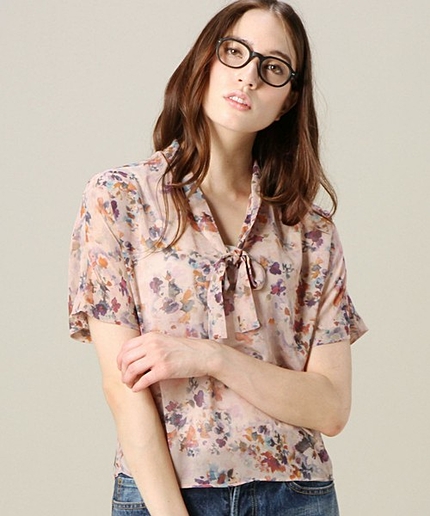 BY dahl’ia フラワープリントボウタイブラウスо