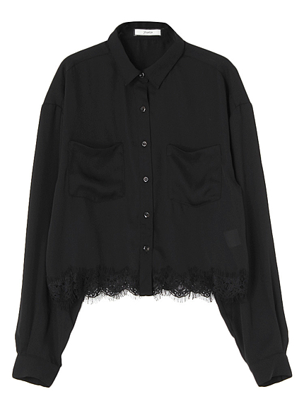 レース切替シフォンブラウス