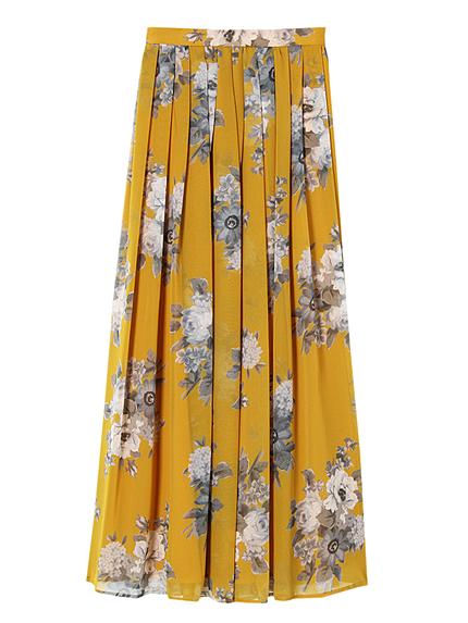 【DUO】 ミドルフラワーロングスカート