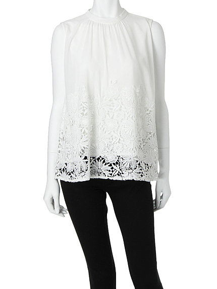 【DUO】 レース切替ボトルネックブラウス