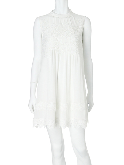 【DUO】 レース切替ボトルネックワンピース