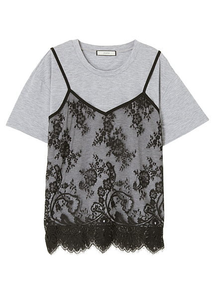 レースキャミレイヤード風TOPS