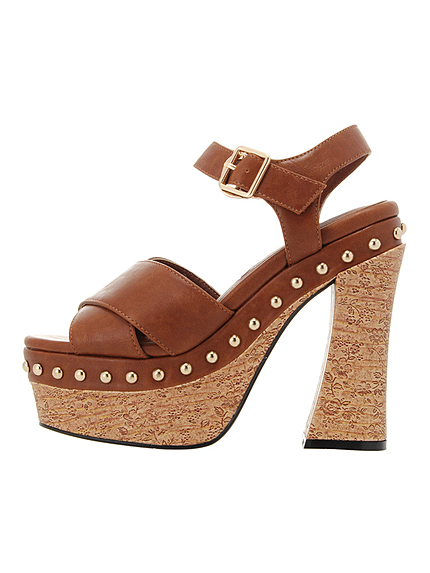 ウッドソールヒールサンダル