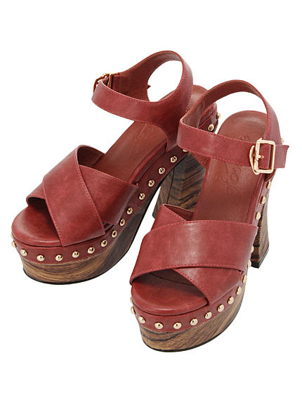 ウッドソールヒールサンダル