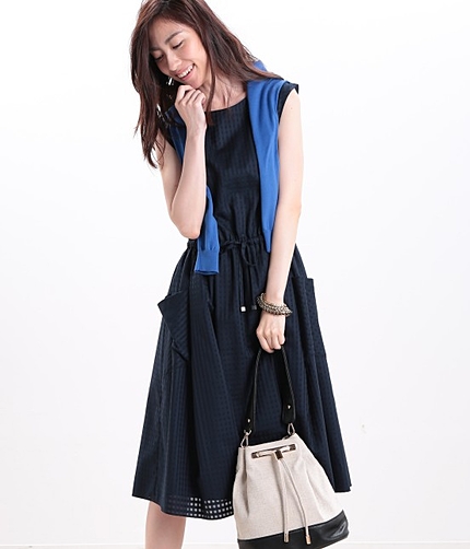 【トールサイズ】 ギンガムポケット付きワンピース