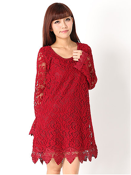 【CECIL PRESS掲載】起毛総レースワンピース