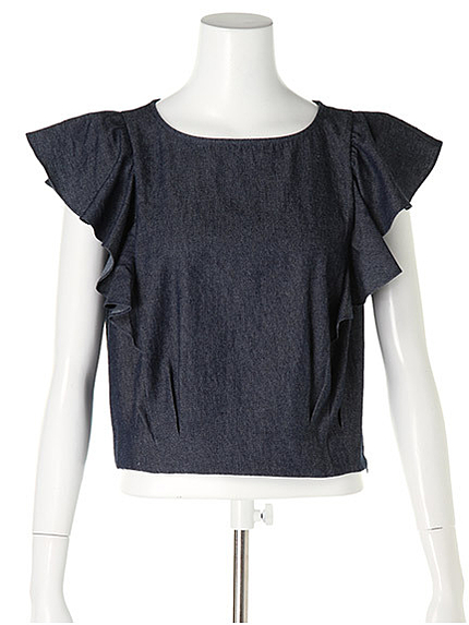 ラッフルクロップドブラウス