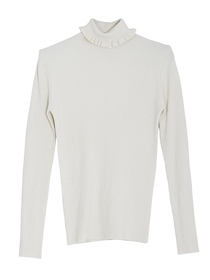 フリルタートルニット