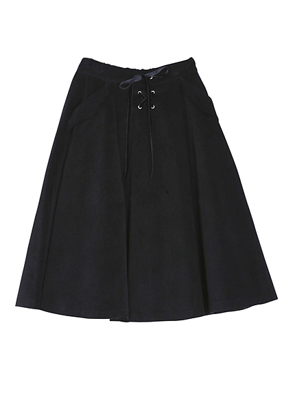 レースアップミディスカート