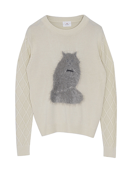 Caｔシャギーリボンニット