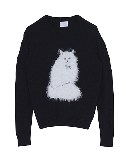 Caｔシャギーリボンニット