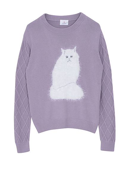 Caｔシャギーリボンニット