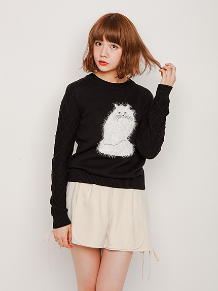 Caｔシャギーリボンニット