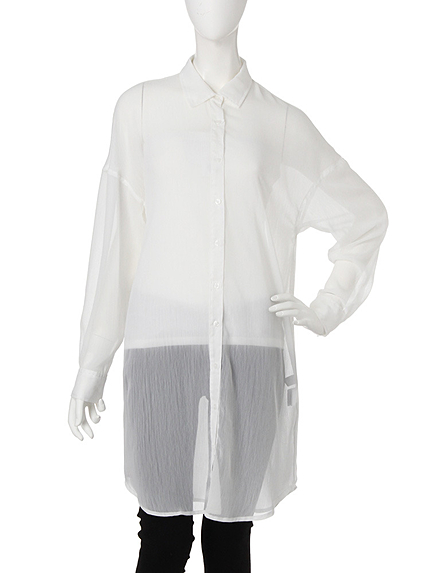 【W】シフォンロングシャツ