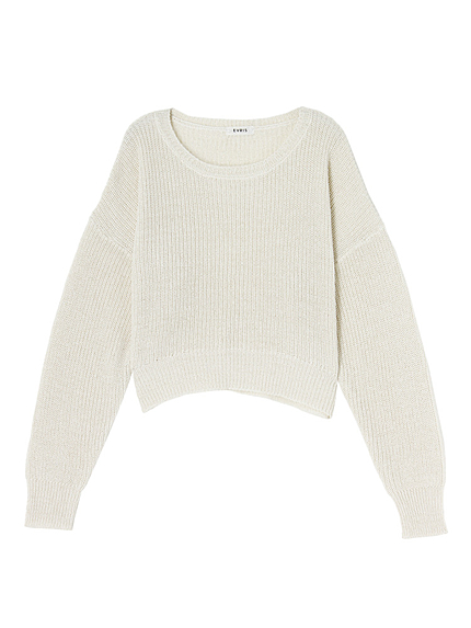 ラメショート丈ニットプルオーバー