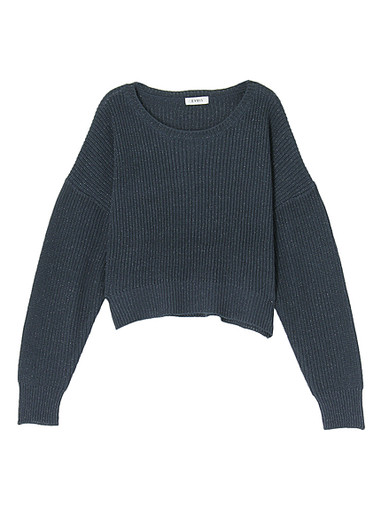 ラメショート丈ニットプルオーバー