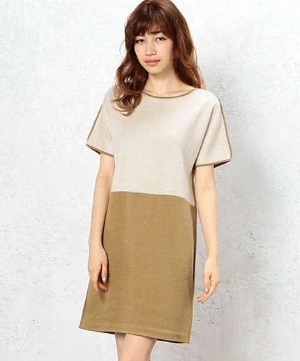 CR シャギーバイカラーワンピース