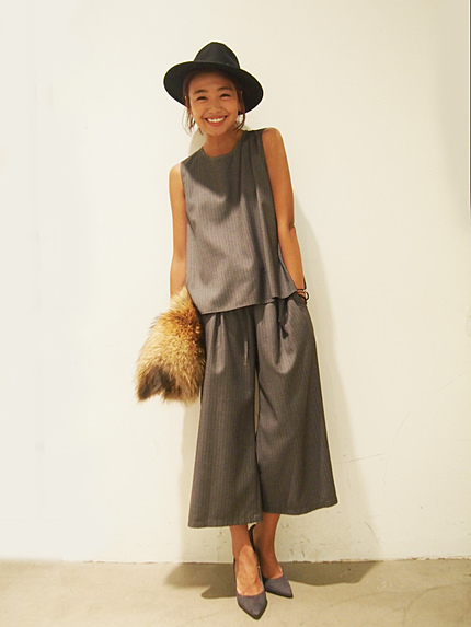 ピンストライプオールインワン