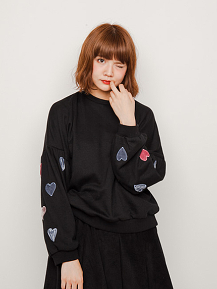 マルチカラーベロアハートスウェット