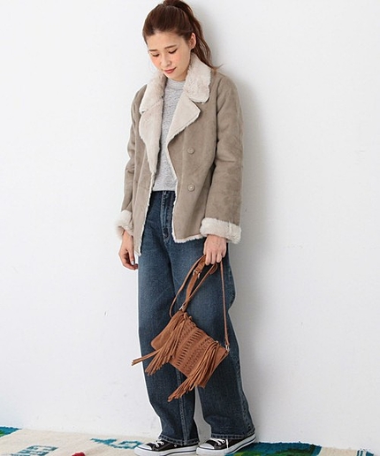 【予約】フェイクムートンショートコート/AEBC FAKE MOUTON SRT CT