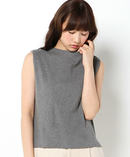 コットンナイロンリブノースリーブニット/AEBC　C/ＮﾘﾌﾞＮＳＬﾆｯﾄ