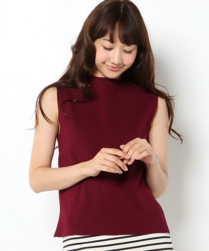 コットンナイロンリブノースリーブニット/AEBC　C/ＮﾘﾌﾞＮＳＬﾆｯﾄ