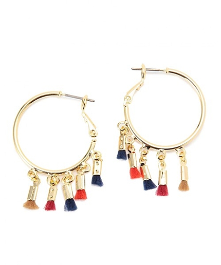 BYSFN マルチカラー ミニタッセル フープピアス