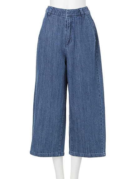 【CASUAL】クロップドワイドデニムパンツ