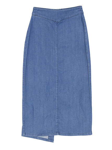 【CASUAL】BACKスリットIラインデニムスカート