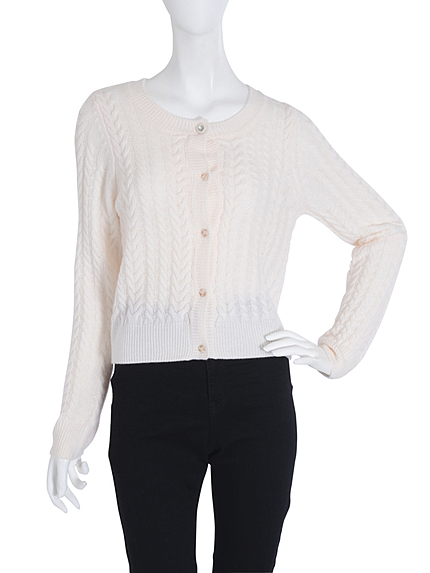 【W】カシミヤタッチケーブルカーディガン