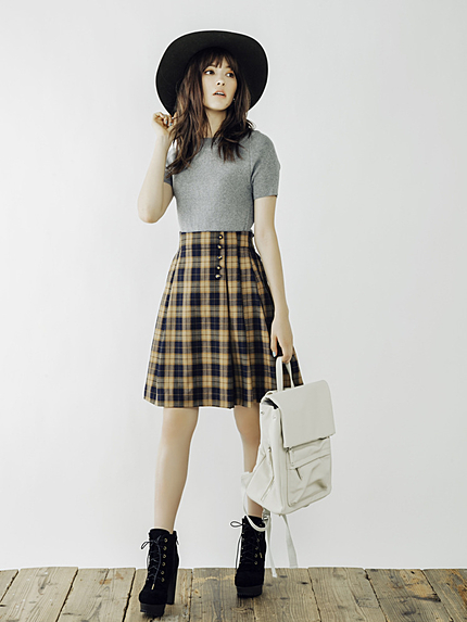 【dazzlin】ニットコンビチェックワンピース