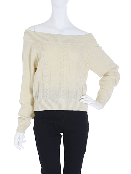 【dazzlin】オフショルプチケーブルニット