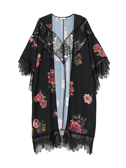 BIGフラワー柄着物スリーブ