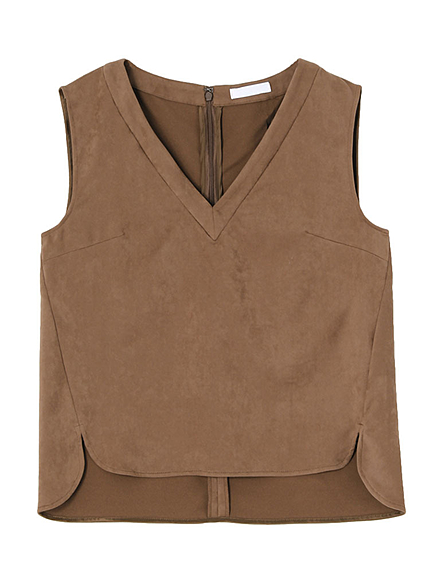 スウェードVネックトップス/2015秋最新作