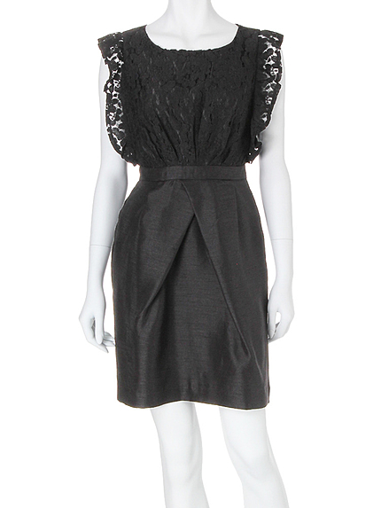 【DUO】 レースドッキングフリル袖ワンピース