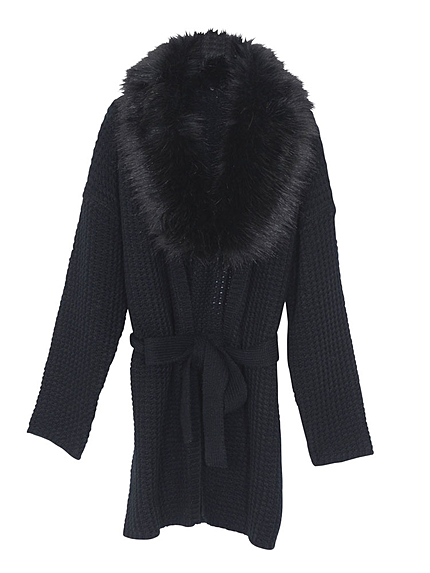 フェイクファー付ニットジャケット