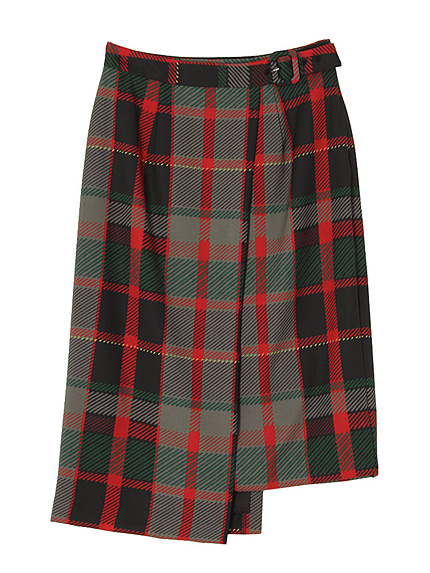 オーバーチェックラップスカート