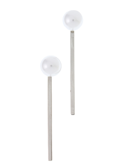 Point pearl stick metalピアス