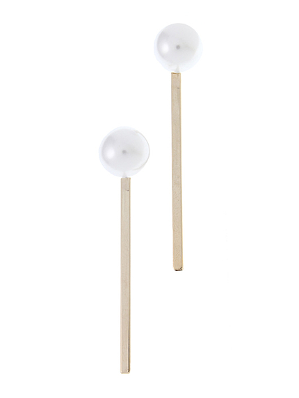 Point pearl stick metalピアス