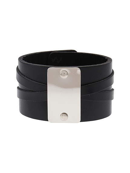 メタリックコンビレザーバングル