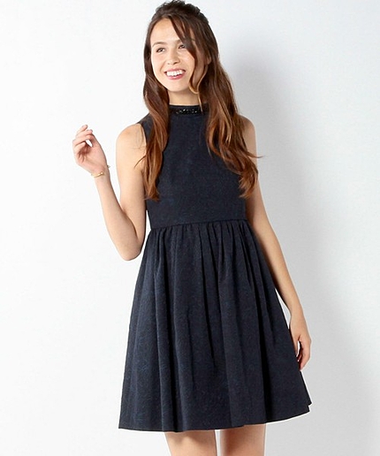 JPCL ジャカード ハイネック フィット＆フレア / ２次会 / フォーマル / 結婚式 / オケージョン