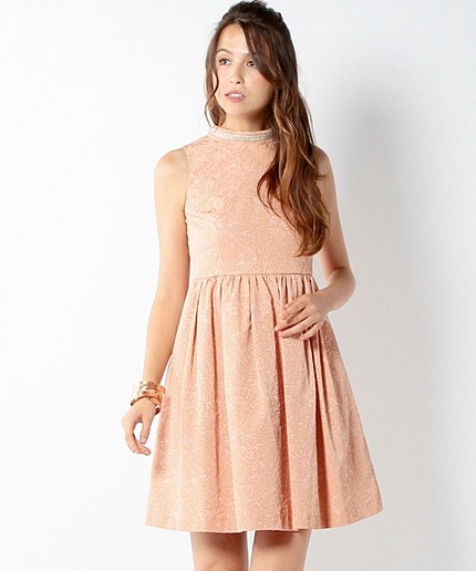 JPCL ジャカード ハイネック フィット＆フレア / ２次会 / フォーマル / 結婚式 / オケージョン