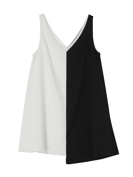 アシンメトリーバイカラーワンピース